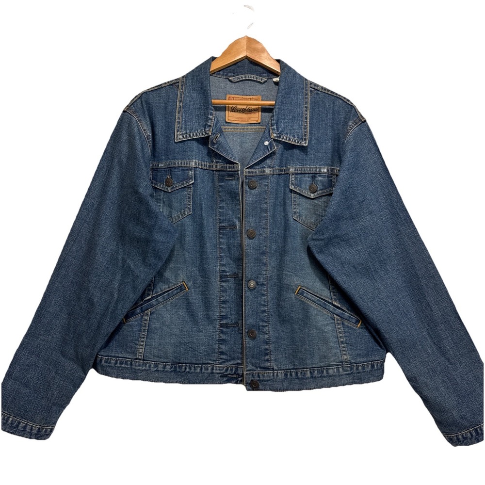 Levi Strauss Signature Denim Trucker Jacket Kids XL 16/18 Blue Stretch‎ Cotton